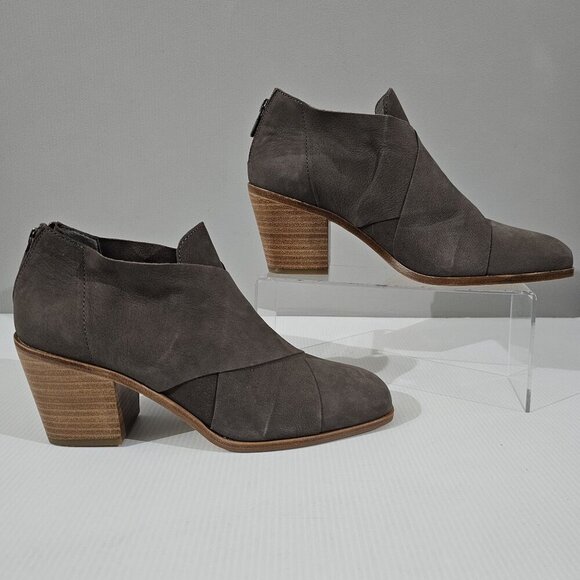 NEW Eileen Fisher Ember Low Ankle Bootie Women 10 Taupe Brown Leather Block Heel - Picture 3 of 13